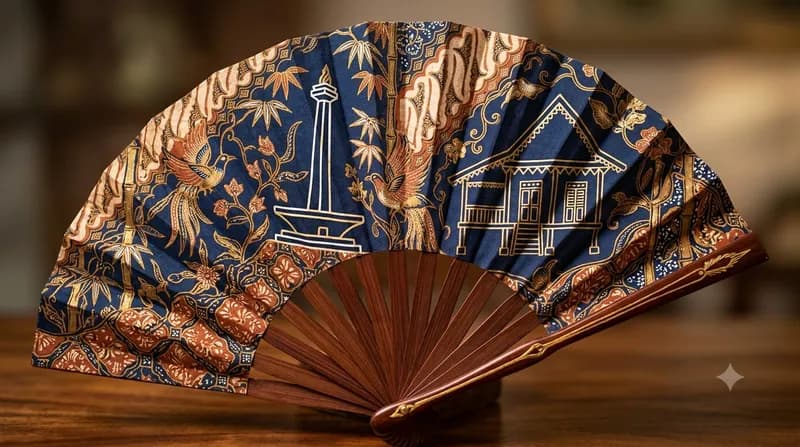 Kipas Tangan Batik Ukir